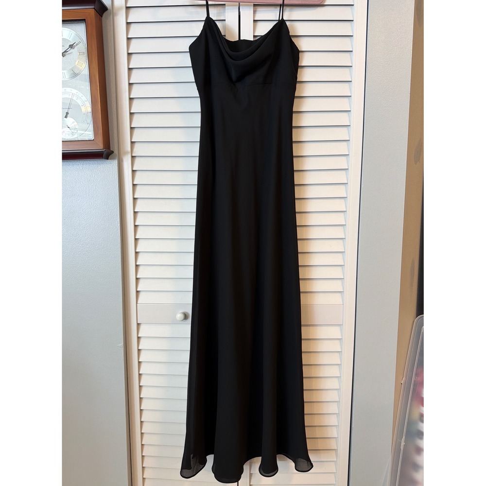 VTG Michaelangelo Black Cowl Neck Spaghetti Formal Maxi Whimsygoth 90's Dress  6